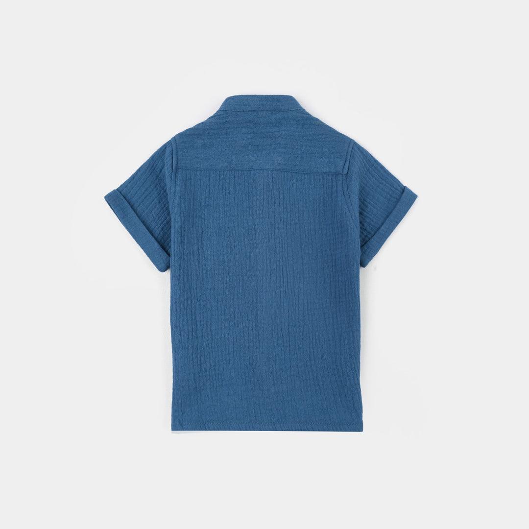 Infant Boys Gauze Shirt (Little Me)-Blue