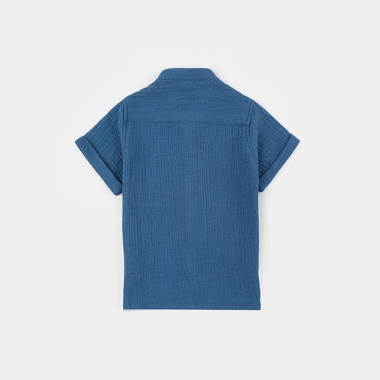 Infant Boys Gauze Shirt (Little Me)-Blue