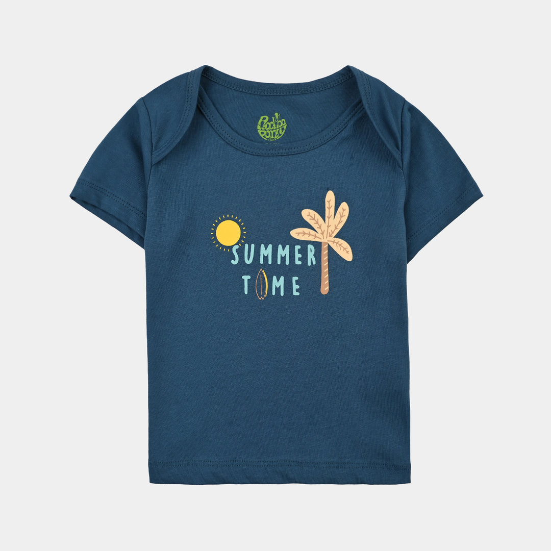 2-Piece Cotton Jersey Set Bright Summer-Blue.Off-white