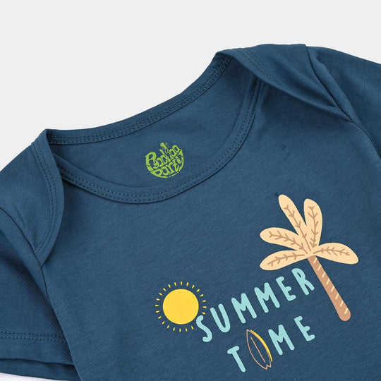 2-Piece Cotton Jersey Set Bright Summer-Blue.Off-white
