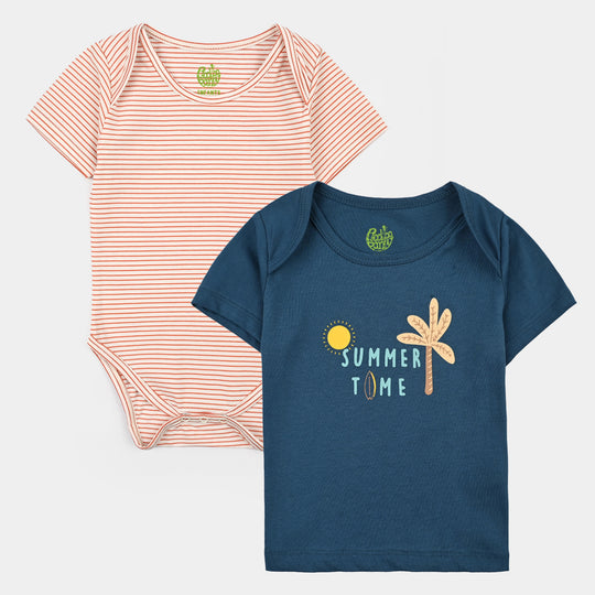 2-Piece Cotton Jersey Set Bright Summer-Blue.Off-white