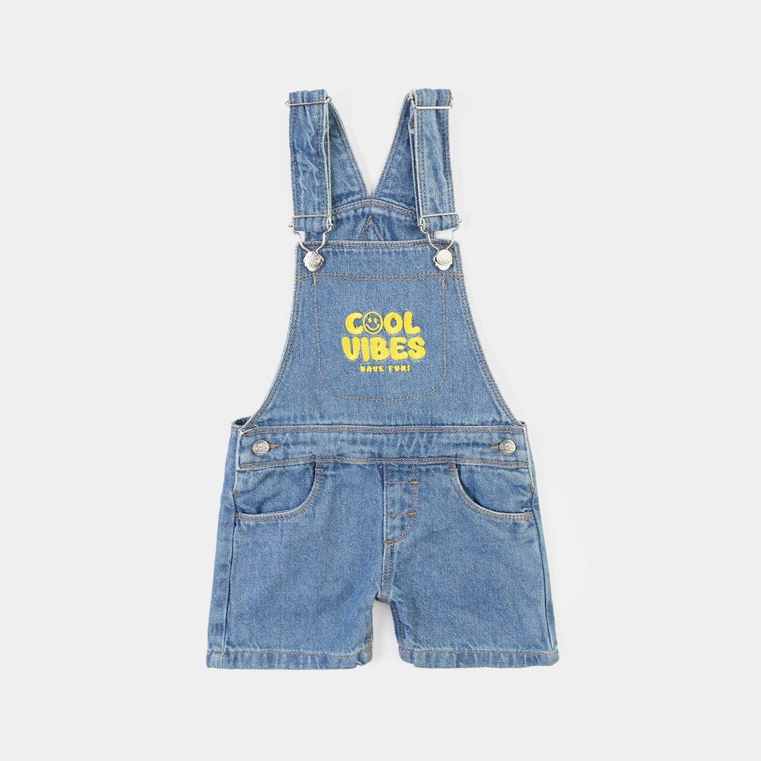 Infant Boys Denim rigid Over All Cool Vibes-LIGHT BLUE