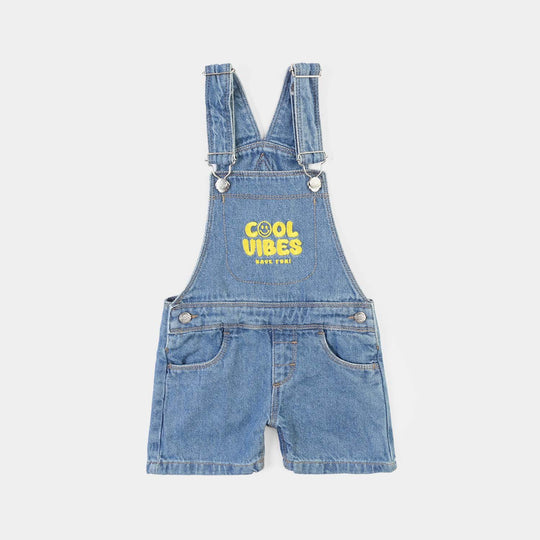 Infant Boys Denim rigid Over All Cool Vibes-LIGHT BLUE