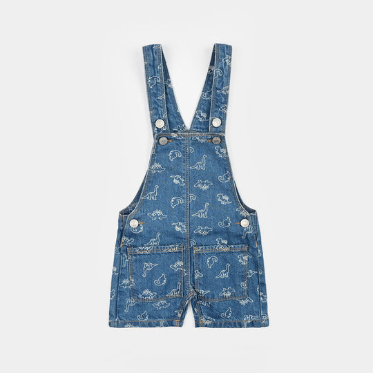 Infant Boys Denim rigid Over All Dino-Mid Blue