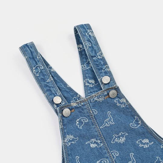 Infant Boys Denim rigid Over All Dino-Mid Blue