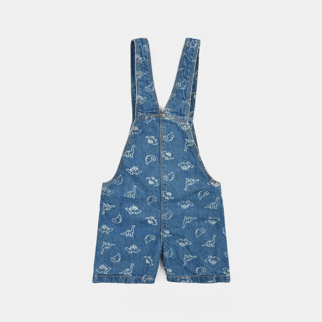 Infant Boys Denim rigid Over All Dino-Mid Blue