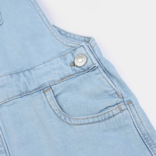 Girls Denim rigid Over All Mitered-LT.Blue