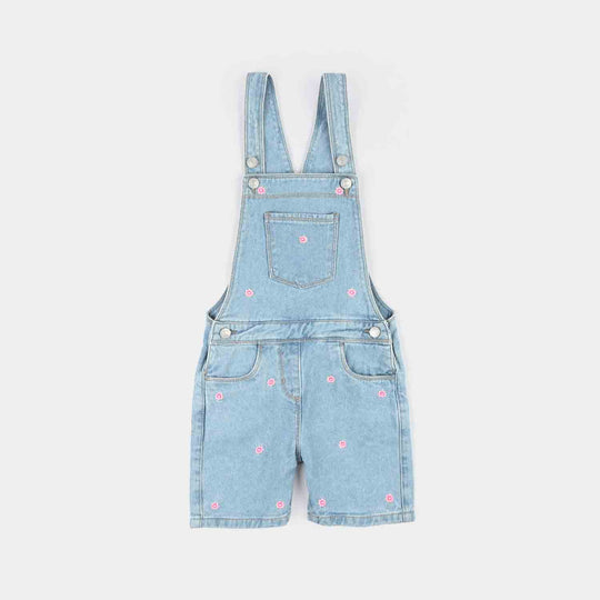Girls Cotton Twill Over All Flowers