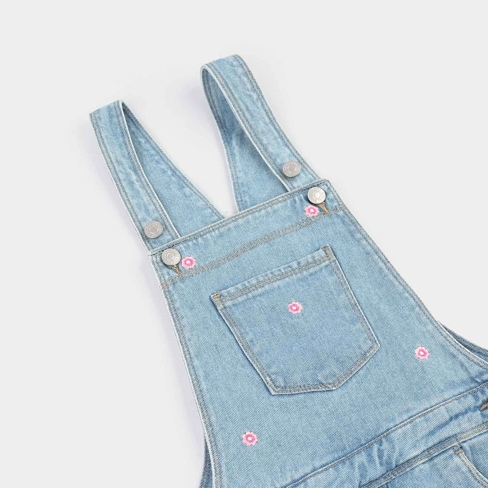 Girls Cotton Twill Over All Flowers