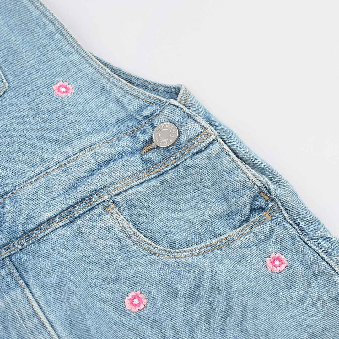 Girls Cotton Twill Over All Flowers