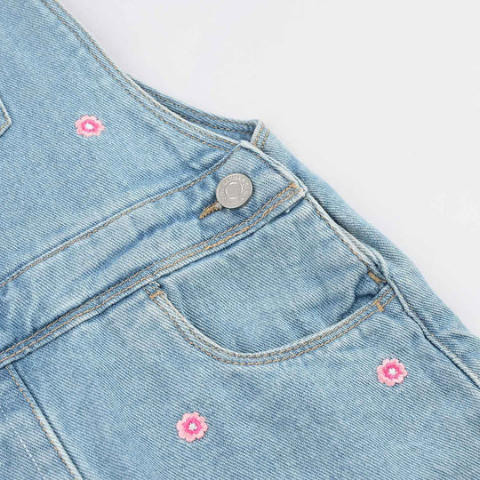 Girls Cotton Twill Over All Flowers