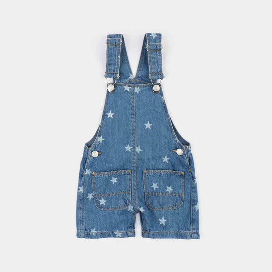 Infant Girls Denim rigid Over All Stars-Mid Blue