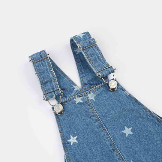 Infant Girls Denim rigid Over All Stars-Mid Blue