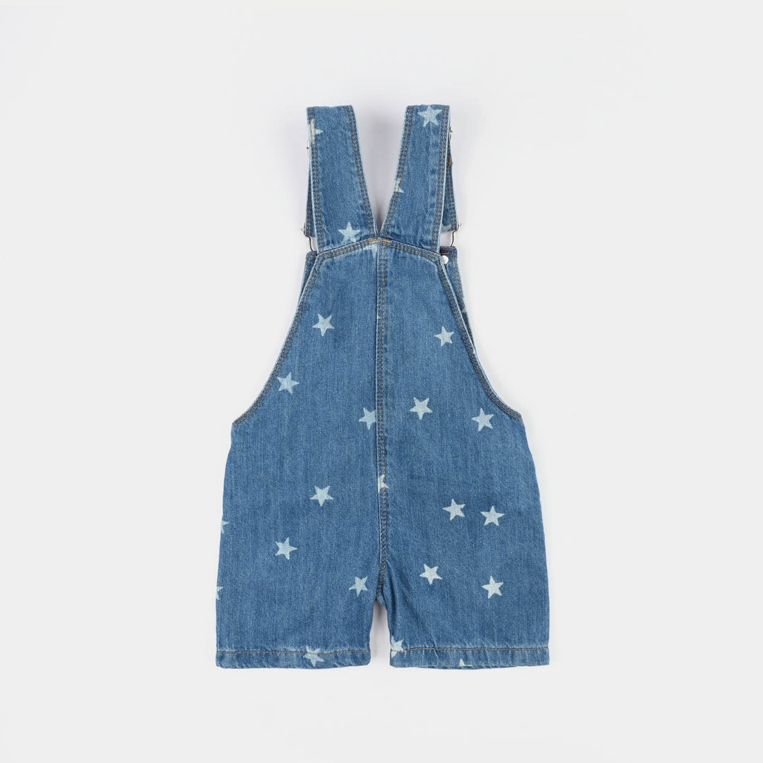 Infant Girls Denim rigid Over All Stars-Mid Blue
