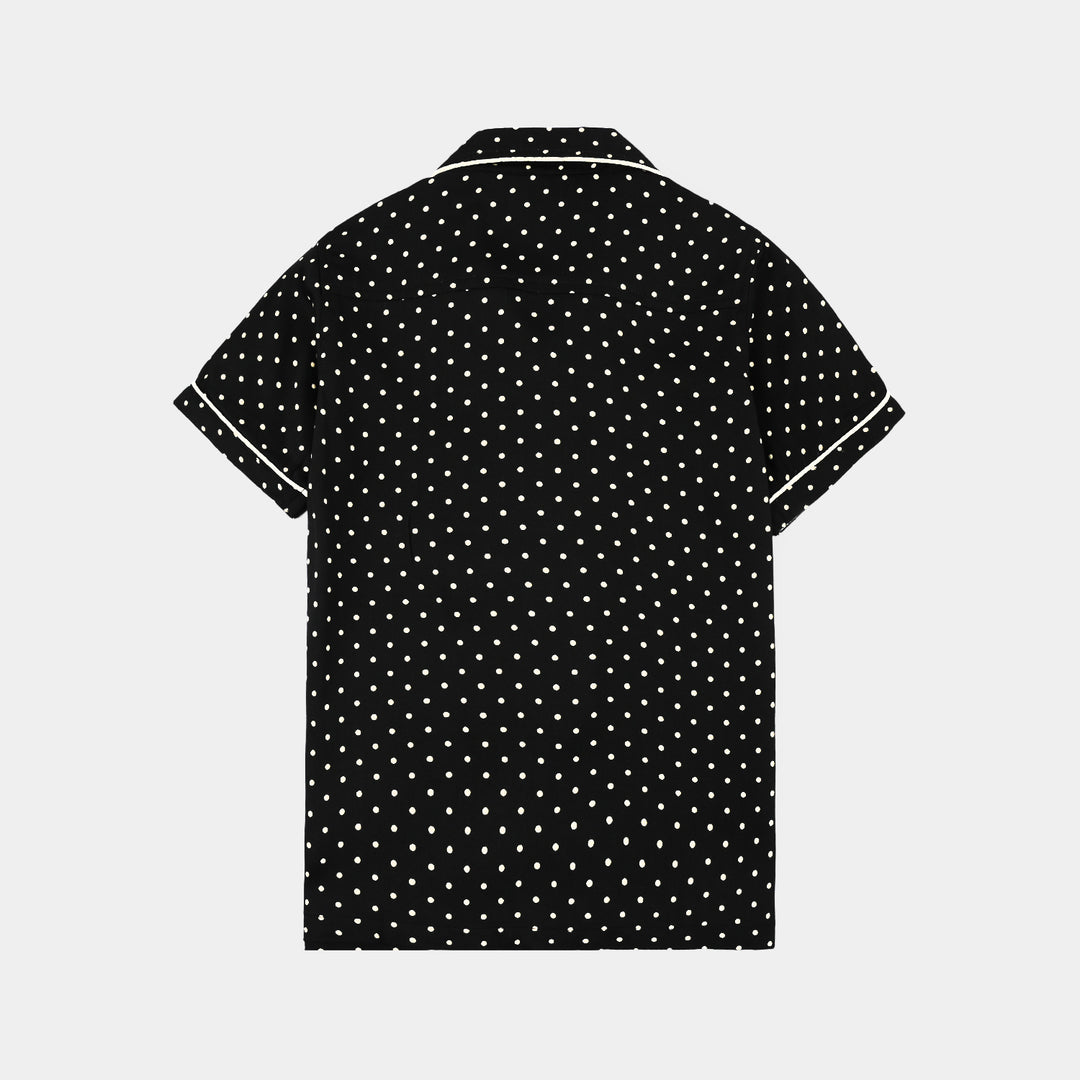 Girls Linen Viscose Nightwear-Polka Dot-BLACK