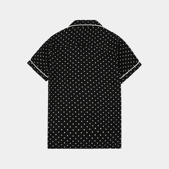 Girls Linen Viscose Nightwear-Polka Dot-BLACK