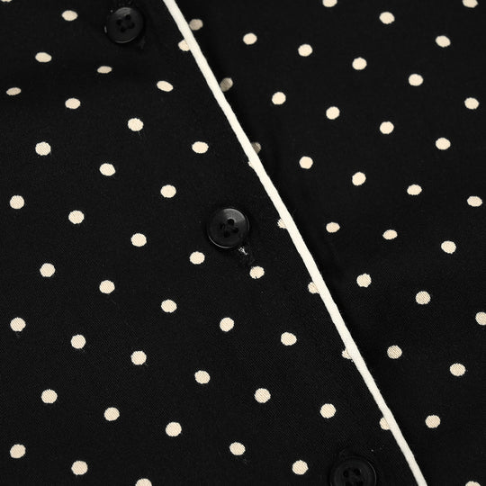 Infant Girls Linen Viscose Nightwear-Polka Dot-BLACK