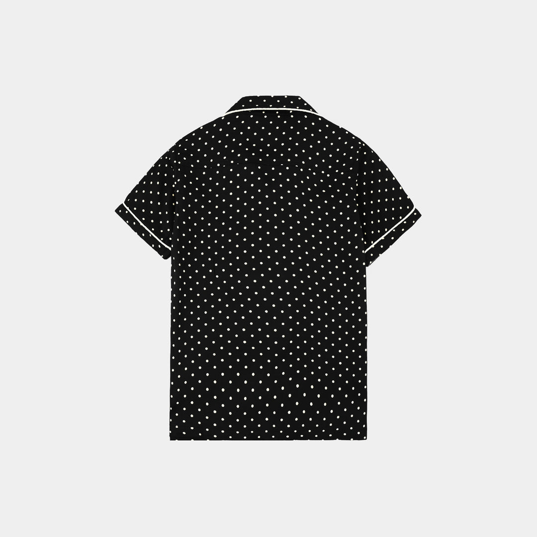 Infant Girls Linen Viscose Nightwear-Polka Dot-BLACK