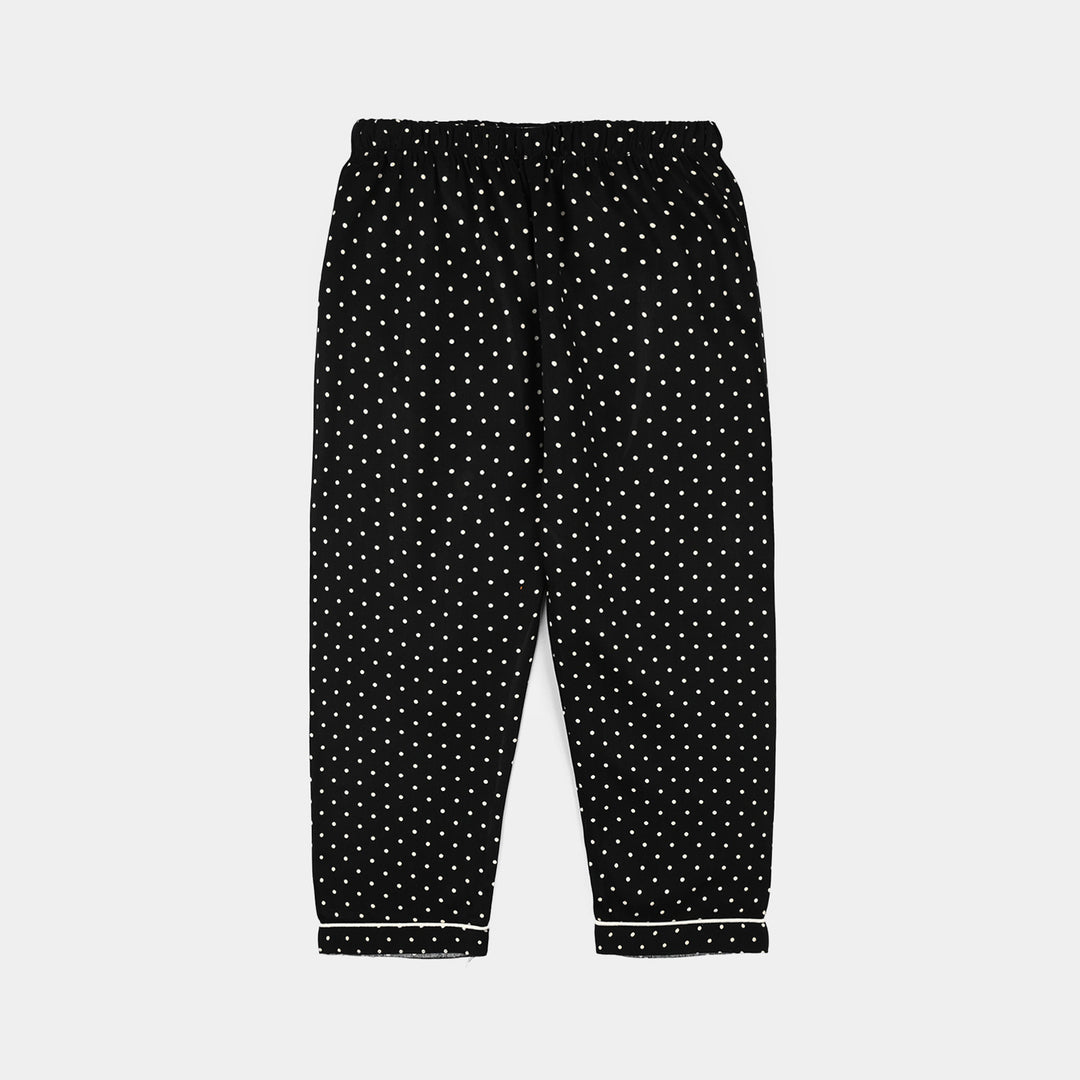 Infant Girls Linen Viscose Nightwear-Polka Dot-BLACK