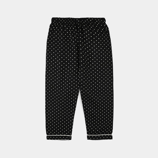 Infant Girls Linen Viscose Nightwear-Polka Dot-BLACK