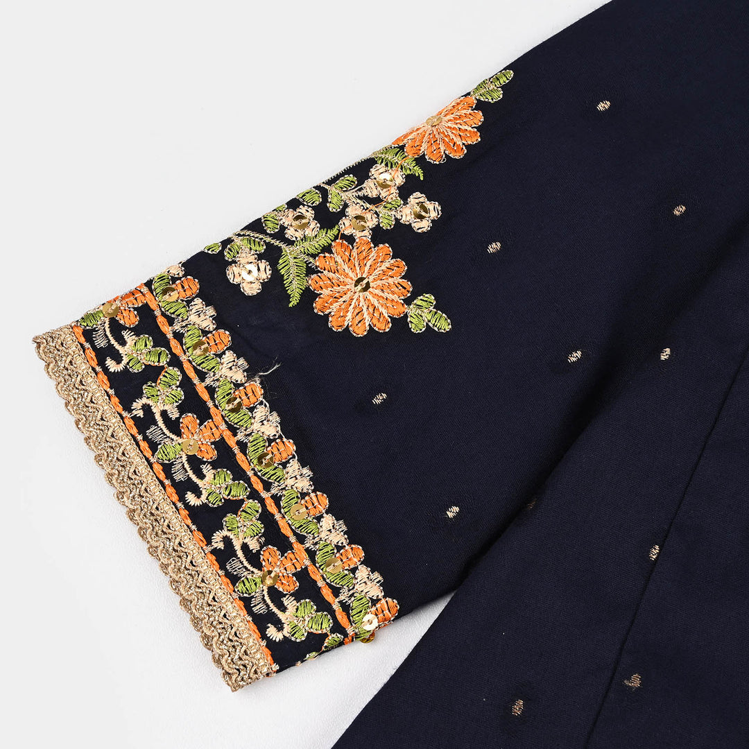 Girls Cotton Jacquard 3Piece Zeba-NAVY