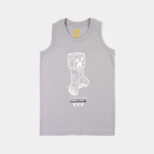 Boys Cotton Jersey Sando Character-GREY