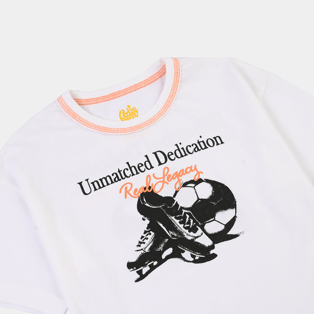 Boys Cotton Jersey T-Shirt Unmatched Dedication-White