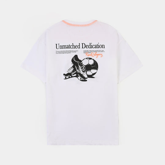 Boys Cotton Jersey T-Shirt Unmatched Dedication-White