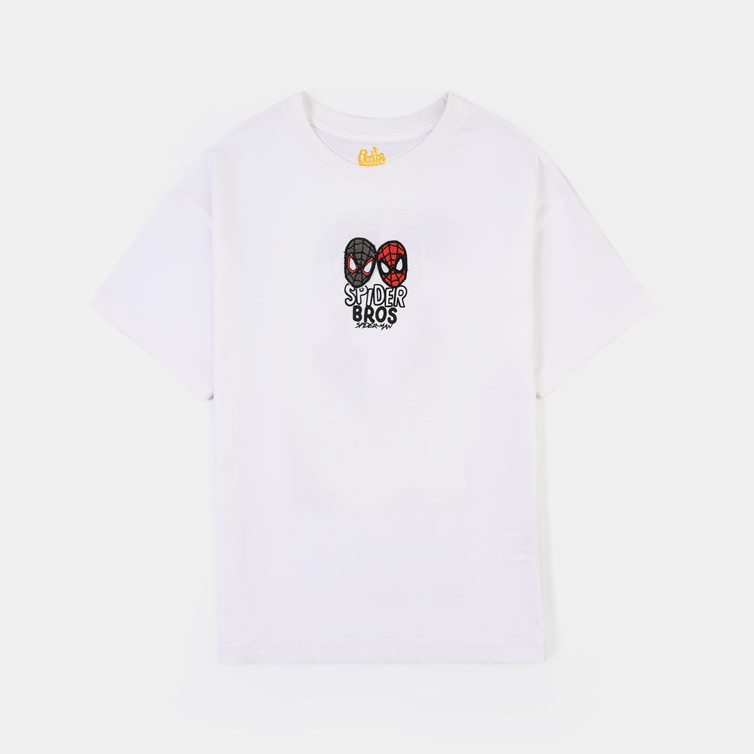 Boys Cotton Jersey T-Shirt Spider Bros-White