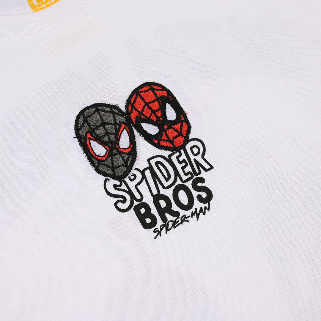 Boys Cotton Jersey T-Shirt Spider Bros-White