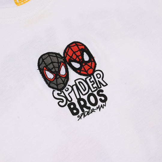 Boys Cotton Jersey T-Shirt Spider Bros-White