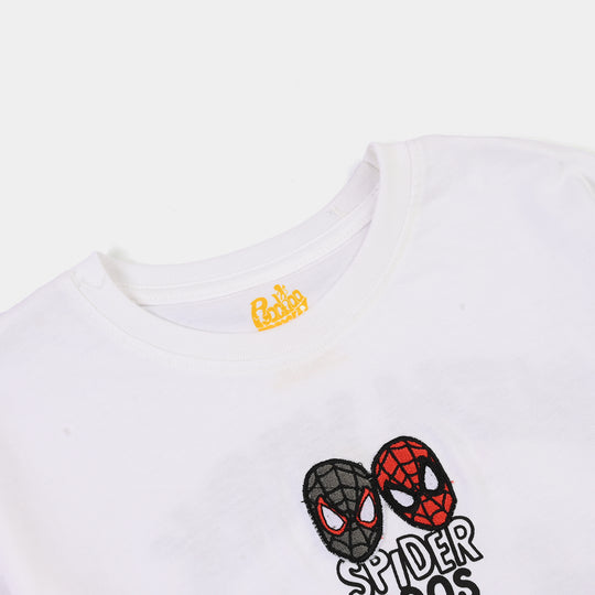 Boys Cotton Jersey T-Shirt Spider Bros-White