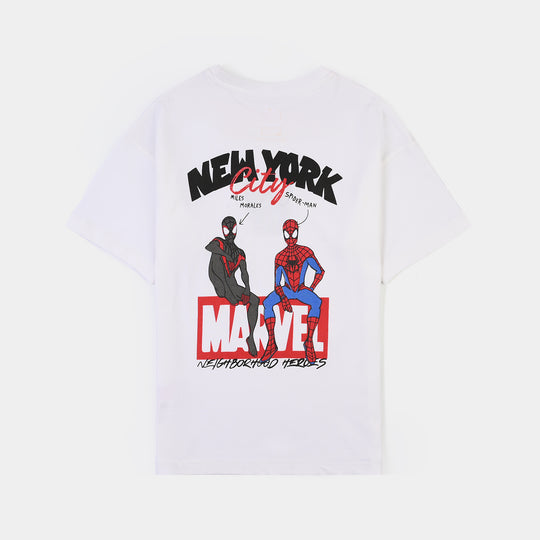 Boys Cotton Jersey T-Shirt Spider Bros-White