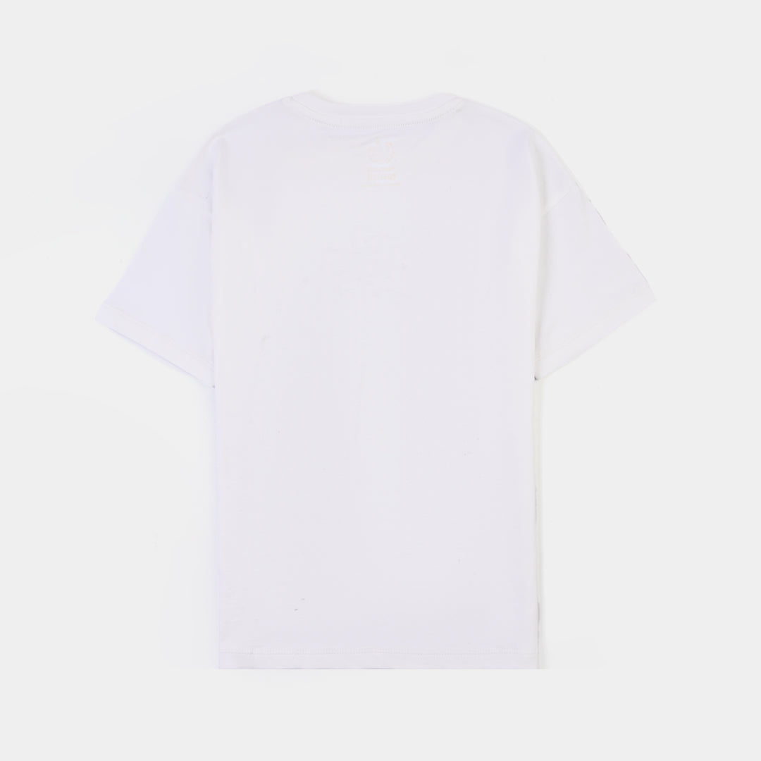 Boys Cotton Jersey T-Shirt Lets Jump-White