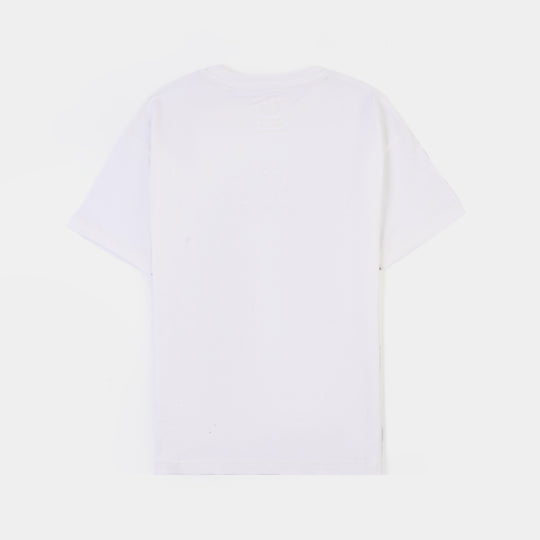 Boys Cotton Jersey T-Shirt Lets Jump-White