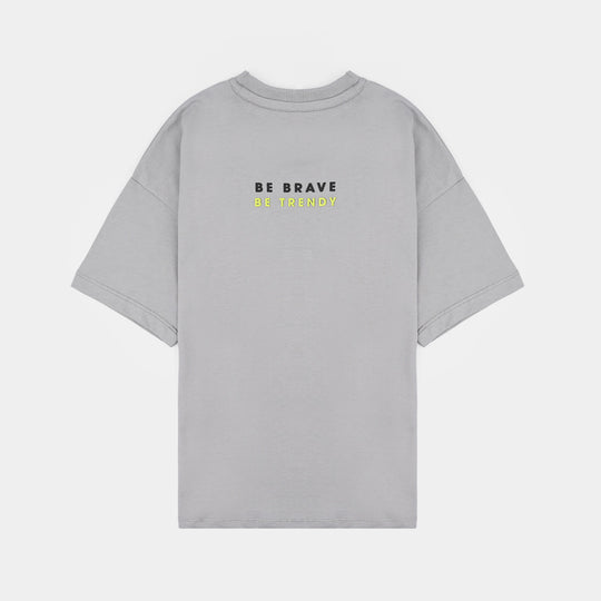 Boys Cotton Jersey T-Shirt Brave-GREY