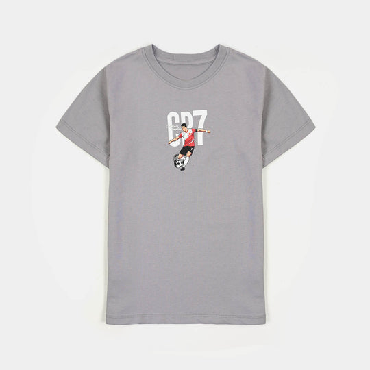 Boys Cotton Jersey T-Shirt-GREY