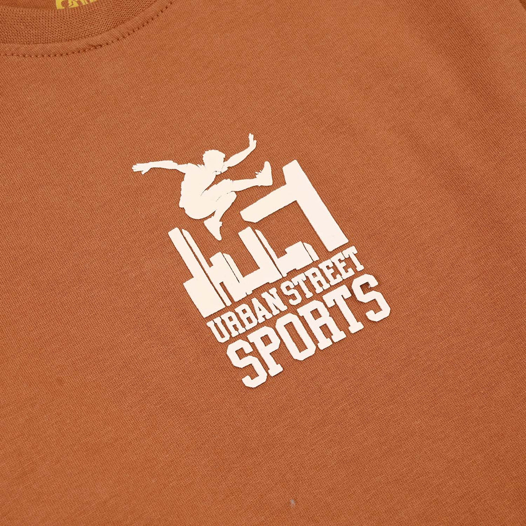 Boys Cotton Jersey T-Shirt Urban Street-BROWN