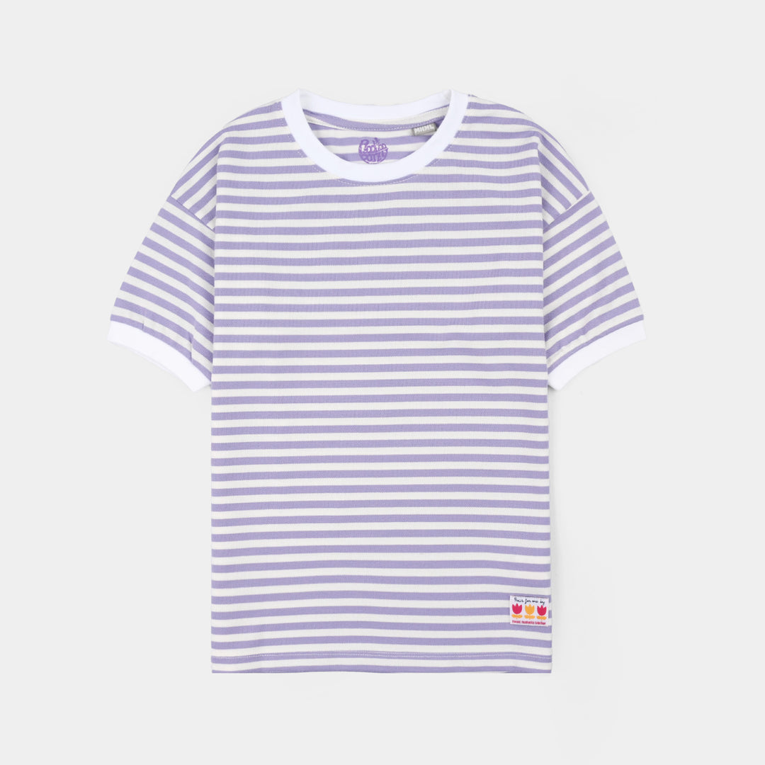 Girls Yarn Dyed T-Shirt Moment-Purple