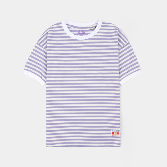 Girls Yarn Dyed T-Shirt Moment-Purple