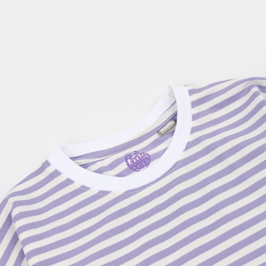 Girls Yarn Dyed T-Shirt Moment-Purple