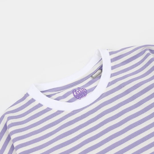Girls Yarn Dyed T-Shirt Moment-Purple