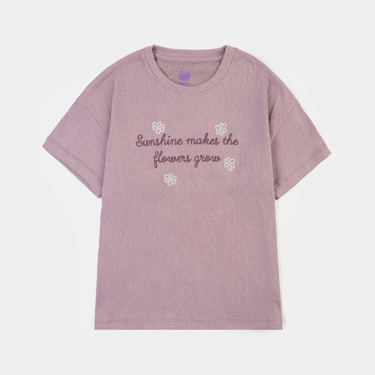 Girls Poly Crinkle T-Shirt Sunshine-Purple