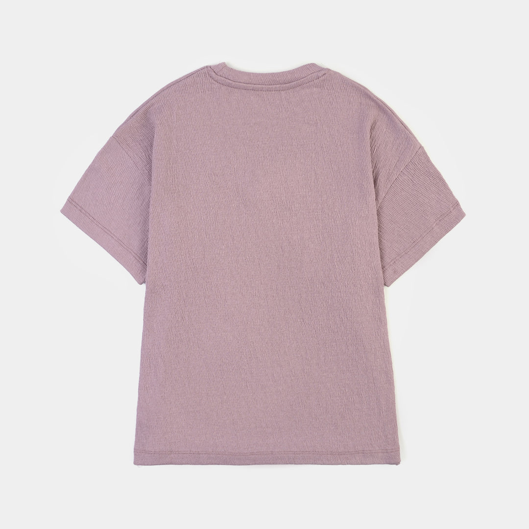 Girls Poly Crinkle T-Shirt Sunshine-Purple