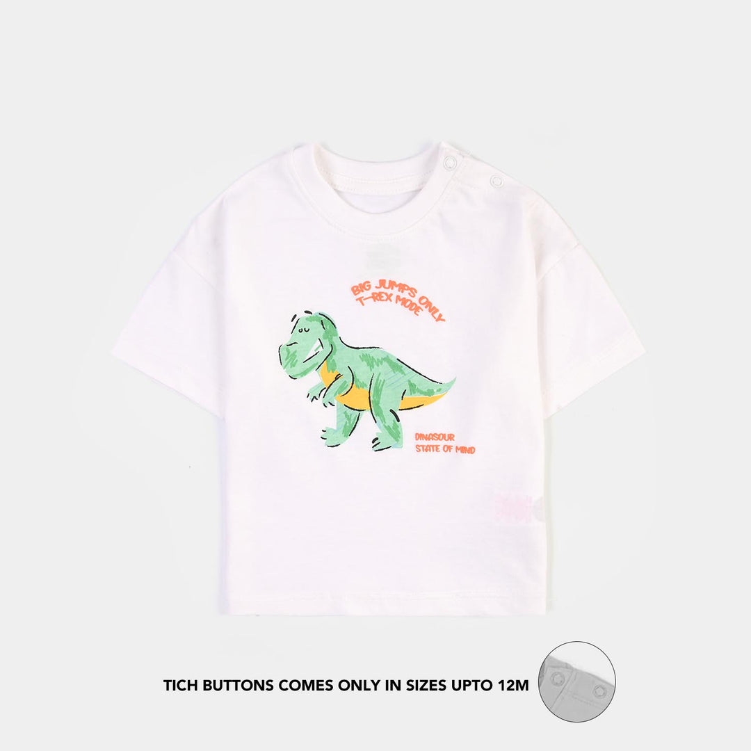 Infant Boys Cotton Jersey T-Shirt T-Rex - White