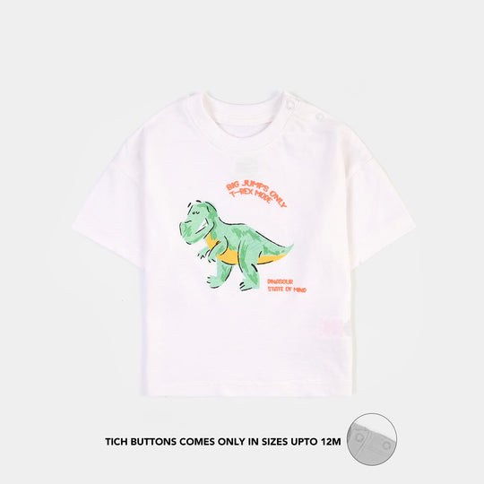 Infant Boys Cotton Jersey T-Shirt T-Rex - White
