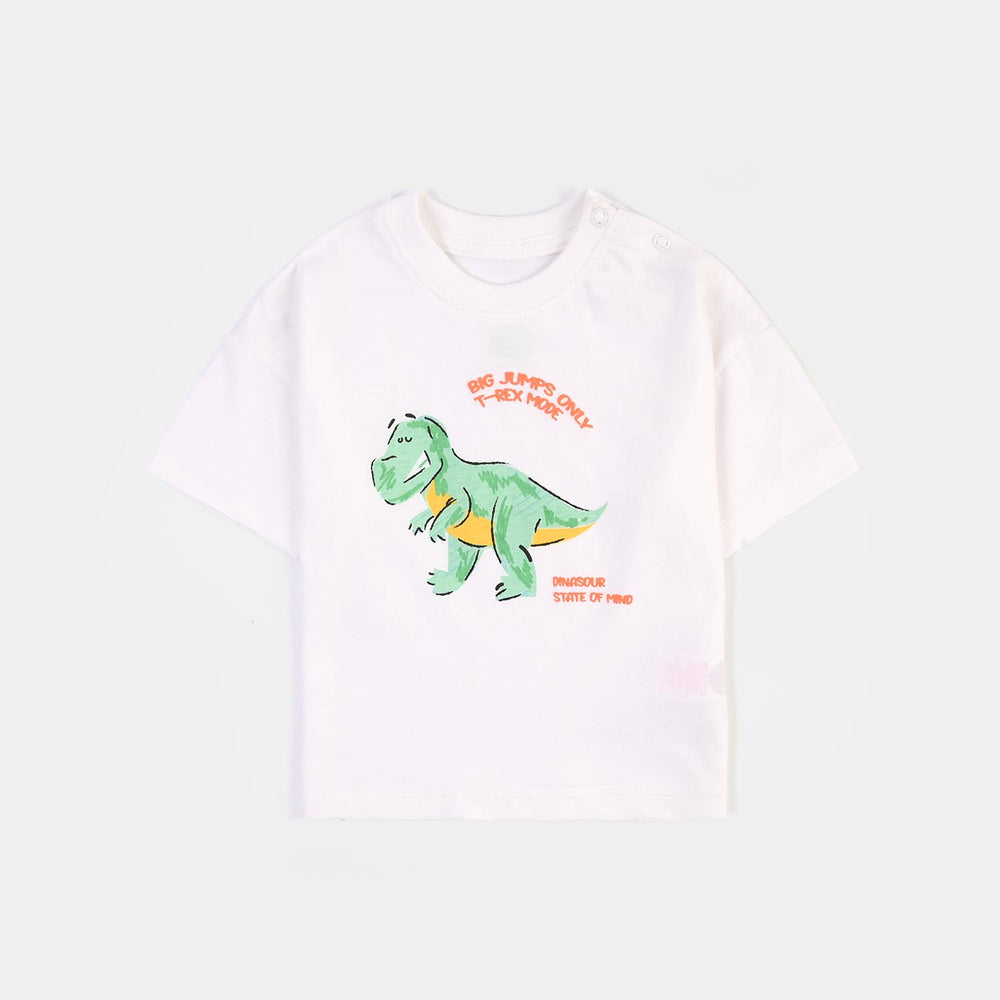 Infant Boys Cotton Jersey T-Shirt T-Rex - White