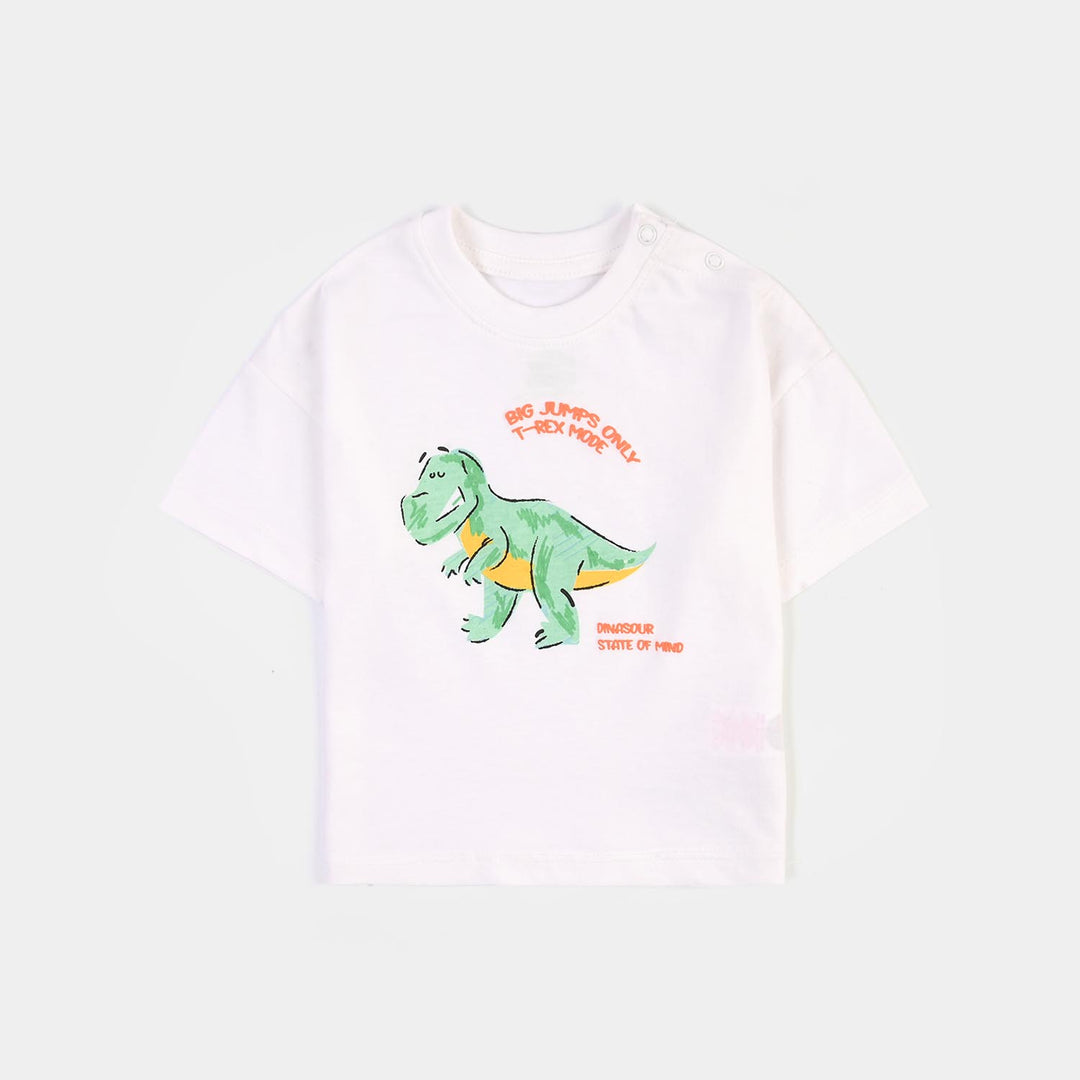 Infant Boys Cotton Jersey T-Shirt T-Rex - White