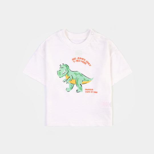 Infant Boys Cotton Jersey T-Shirt T-Rex - White