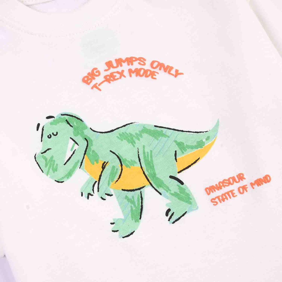 Infant Boys Cotton Jersey T-Shirt T-Rex - White